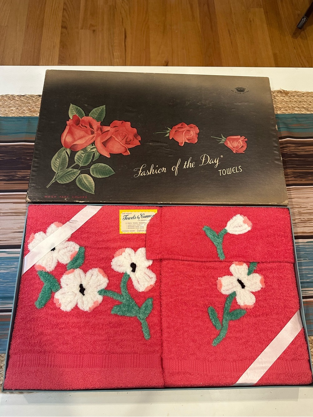 Vintage Cannon fashion of the day pink Floral Bath Towel Set